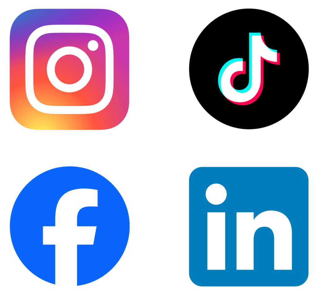 social media logos - instagram tiktok facebook linkedin